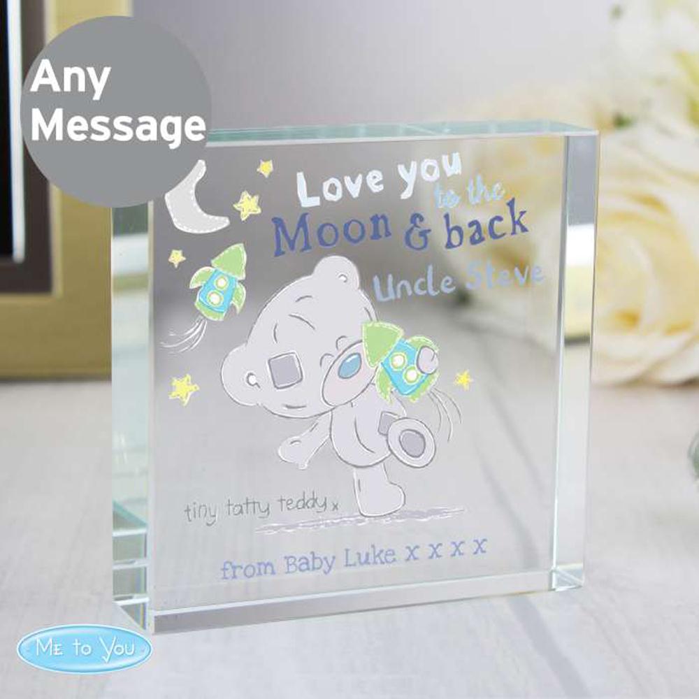 Personalised Tiny Tatty Teddy Moon & Back Large Crystal Block Extra Image 2